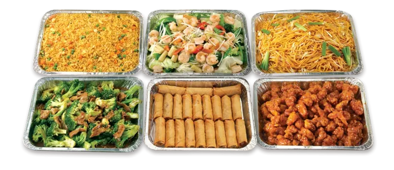 Party trays of Cantonese dishes for gatherings at Trithis Restaurant